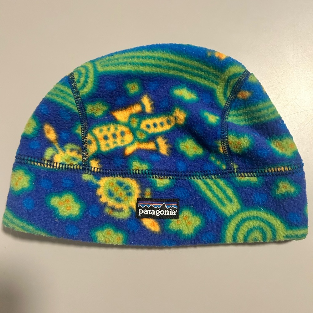 Patagonia Kids Vibrant Blue and Yellow Fleece Hat